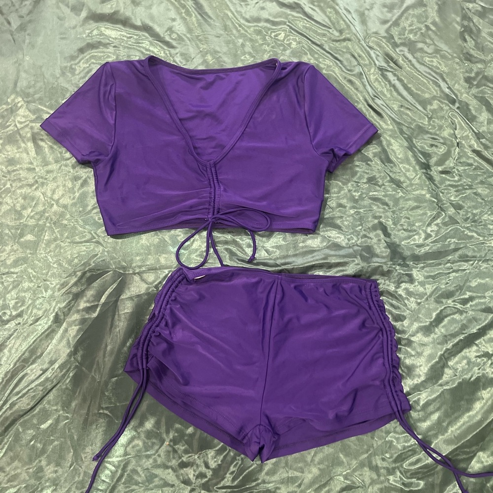 Matching Blue Tie Up Activewear Loungewear Set